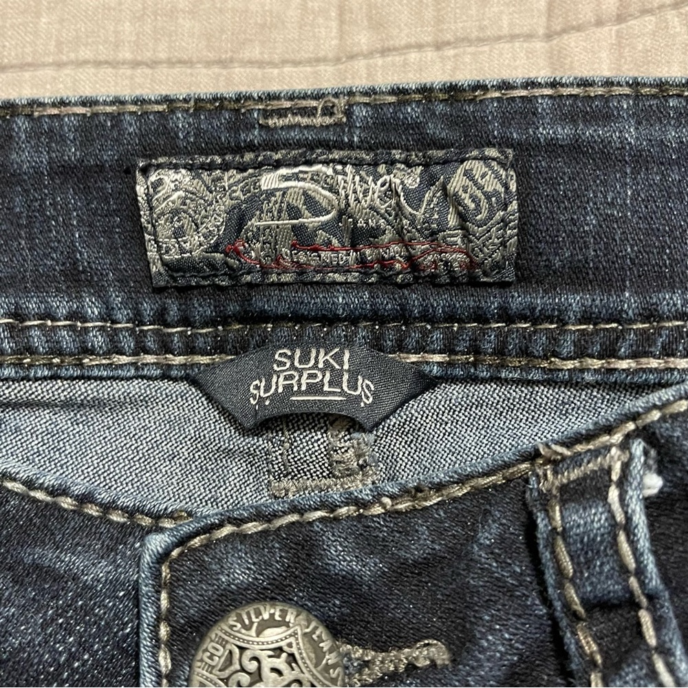 Silver Jeans Size 29 Blue Suki Surplus Bootcut Stretch Designer Dark Wash Denim - Picture 7 of 11